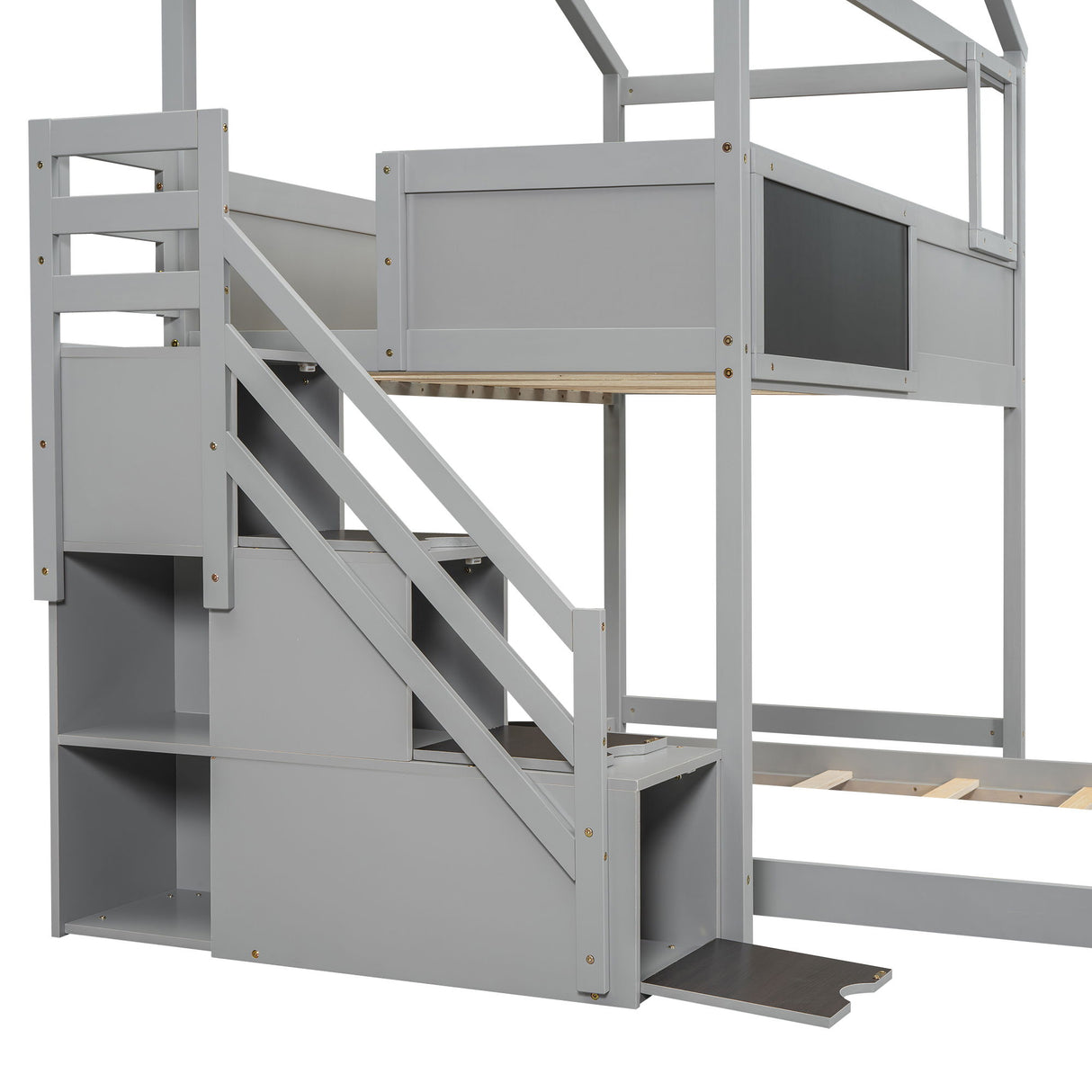 House Style Bunk Bed With Storage Staircase And board