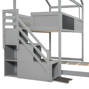 House Style Bunk Bed With Storage Staircase And board