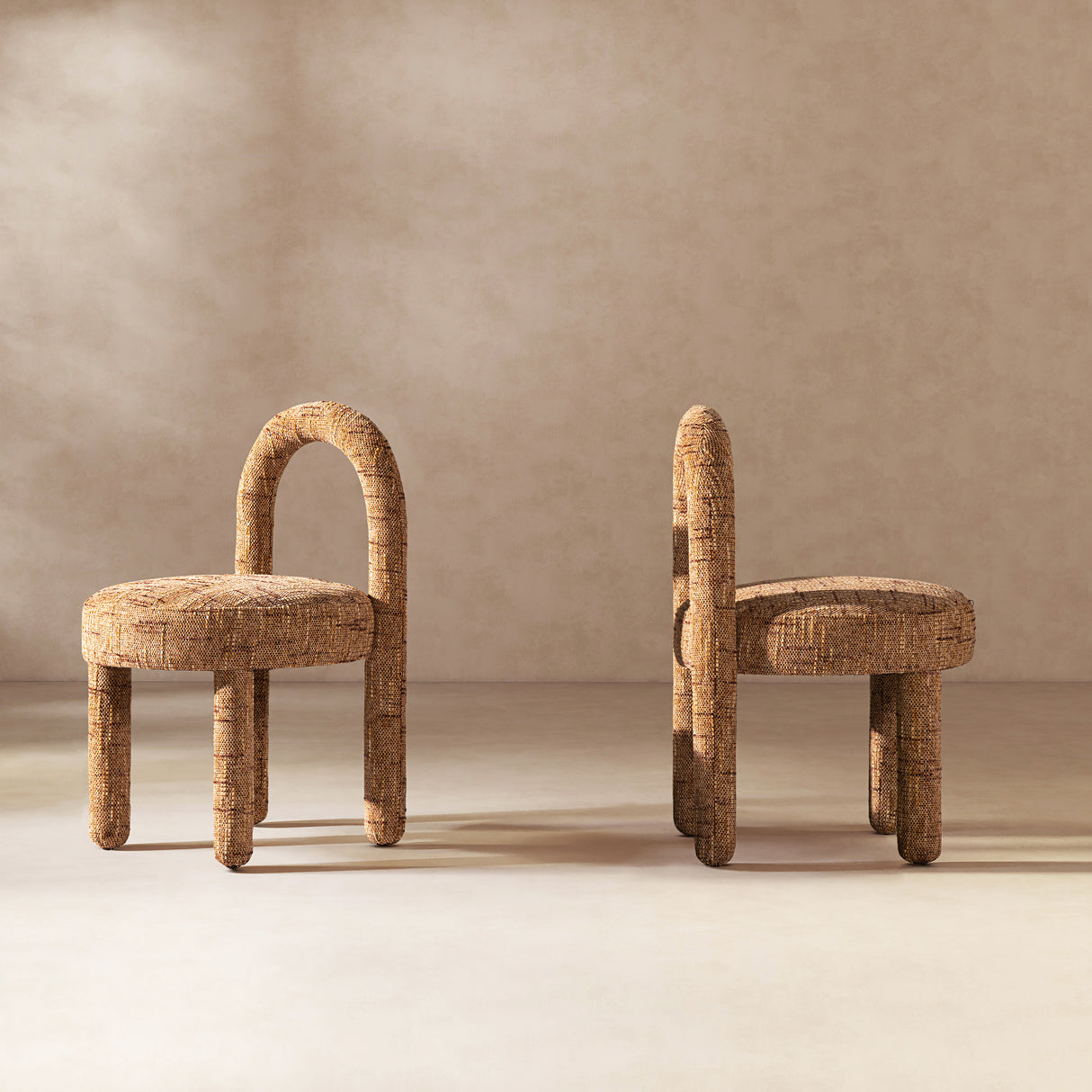 Penny Round Arched Upholstered Dining Side Chair, Set of 2, Golden