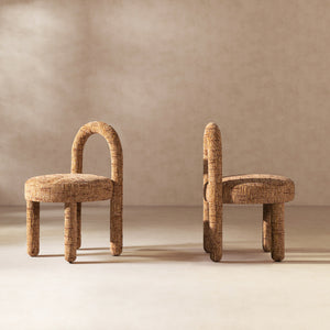 Penny Round Arched Upholstered Dining Side Chair, Set of 2, Golden