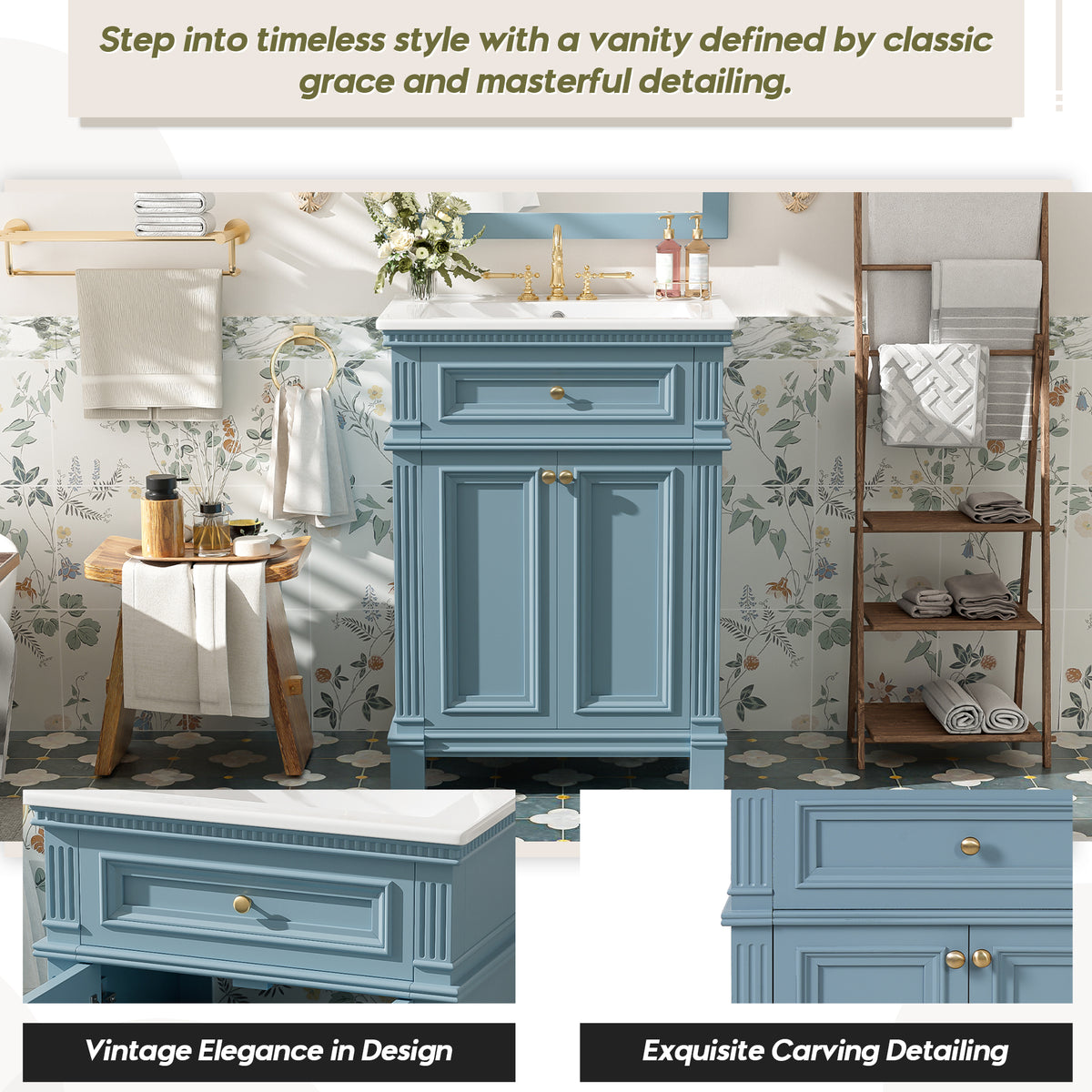 24'' Vintage Elegance Bathroom Cabinet