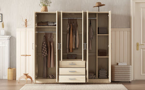 6 Doors Wardrobe Storage For Bedroom, With Big Drawers