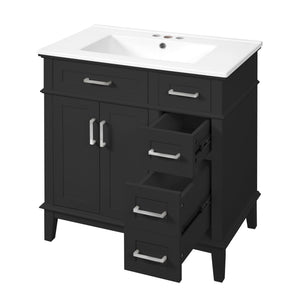 Modern Bathroom Vanity With Sink, Storage Cabinet, Soft Close Doors, Deep & Standard Drawers