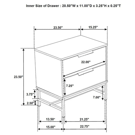 Yountville - 2 Drawer Nightstand - White