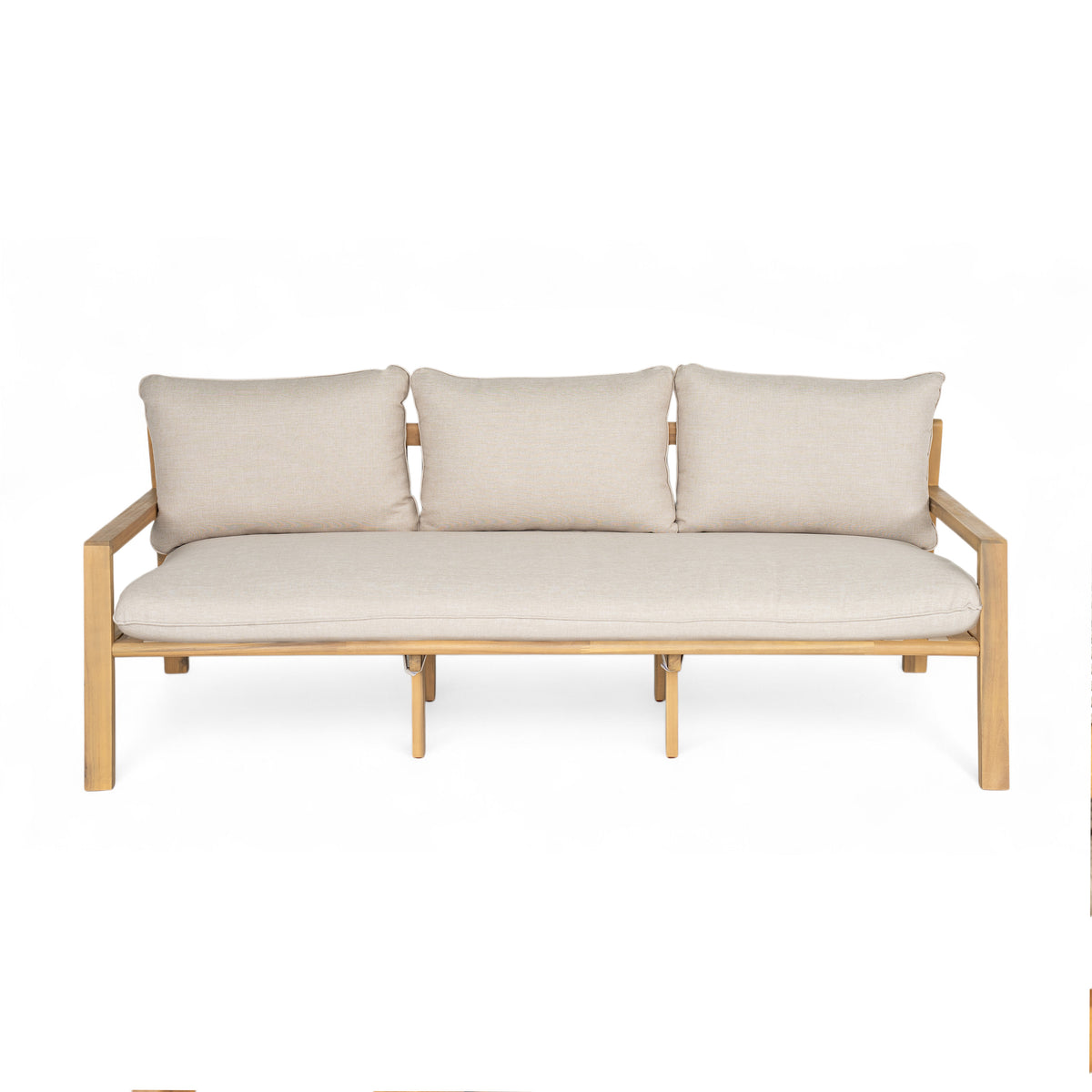 Outdoor Acacia Wood Woven Sofa With Cushions
