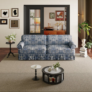 Luxuriously Comfortable Cloud Couch With Elegant Rolled Arms & Pleated Skirt Design