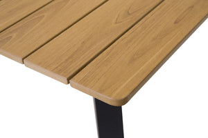 Outdoor Folding Dining Table for 4-6 with Steel Frame and Umbrella Hole