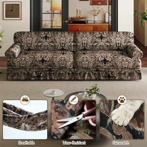 Luxuriously Comfortable Cloud Couch Sofa With Elegant Rolled Arms & Pleated Skirt Design