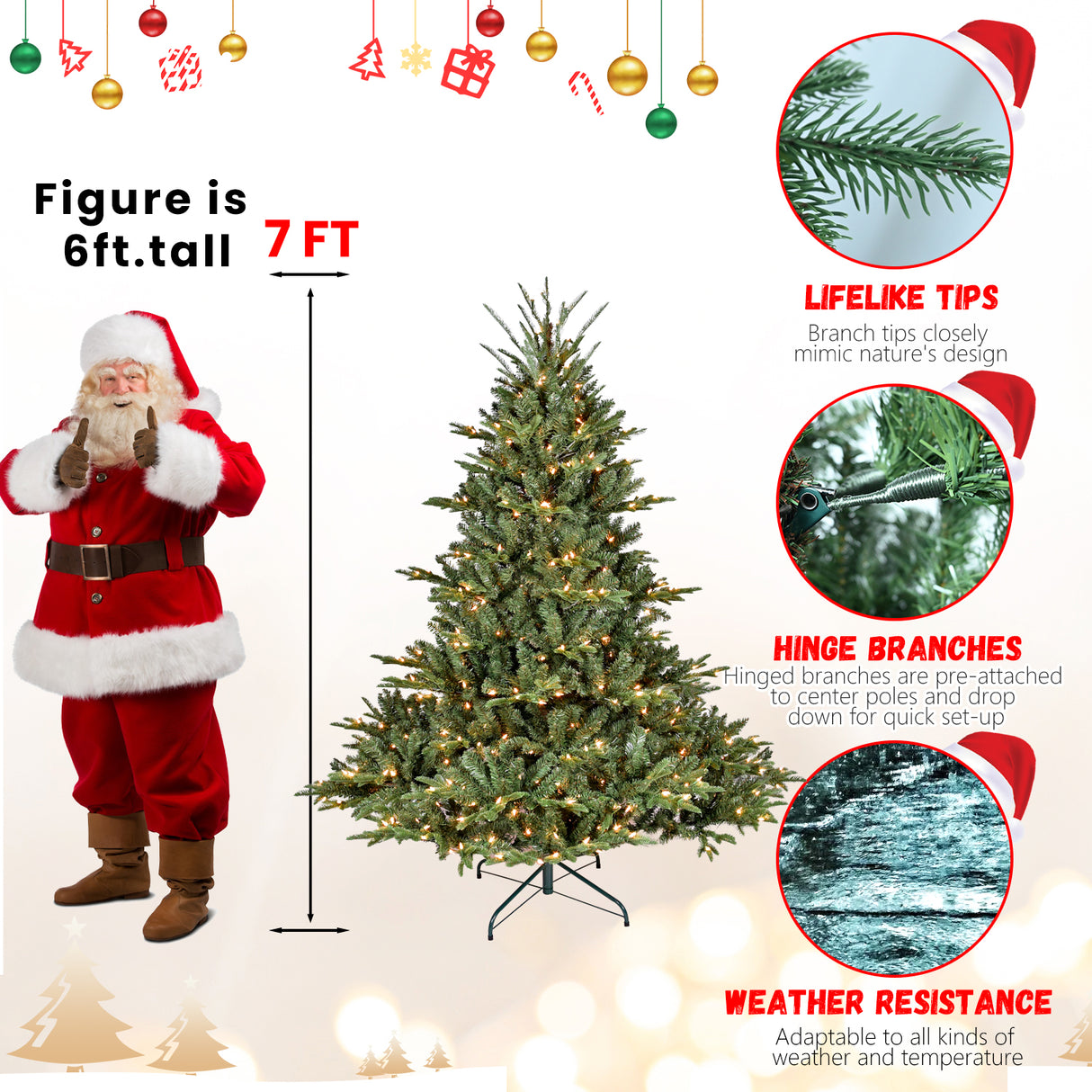 7.5FT Full-Shape Christmas Tree with 850 UL Lights