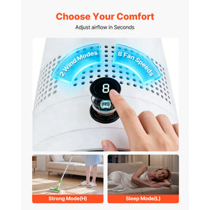 Bladeless Tower Fan, 80° Oscillating Standing Fan with Remote