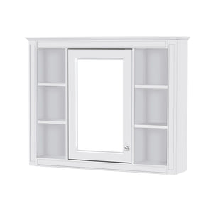 Wall Mounted Medicine Cabinet With Mirror, Storage Cabinet Featuring 6 Open Shelves And Adjustable Interior