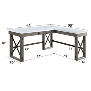 Talmar - Marble Top Weathered Writing Desk With Lift Top