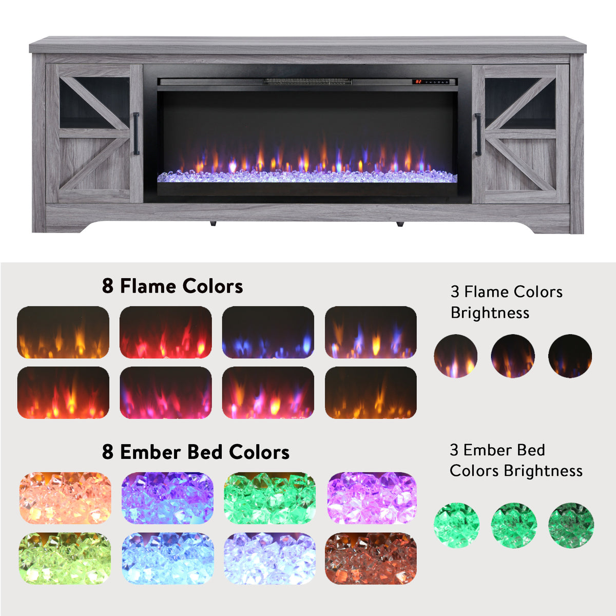 75" Fireplace TV Stand for TVs up to 80"