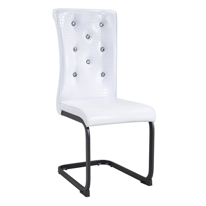 Alligator Skin Upholstered Dining Chairs with Metal Legs - White or Black