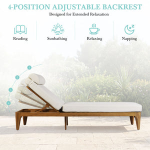 TOPMAX Acacia Wood Chaise Lounge Set of 2