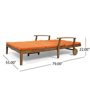 Etherealize Outdoor Adjustable Double Chaise Lounge With Water Resistant Cushions