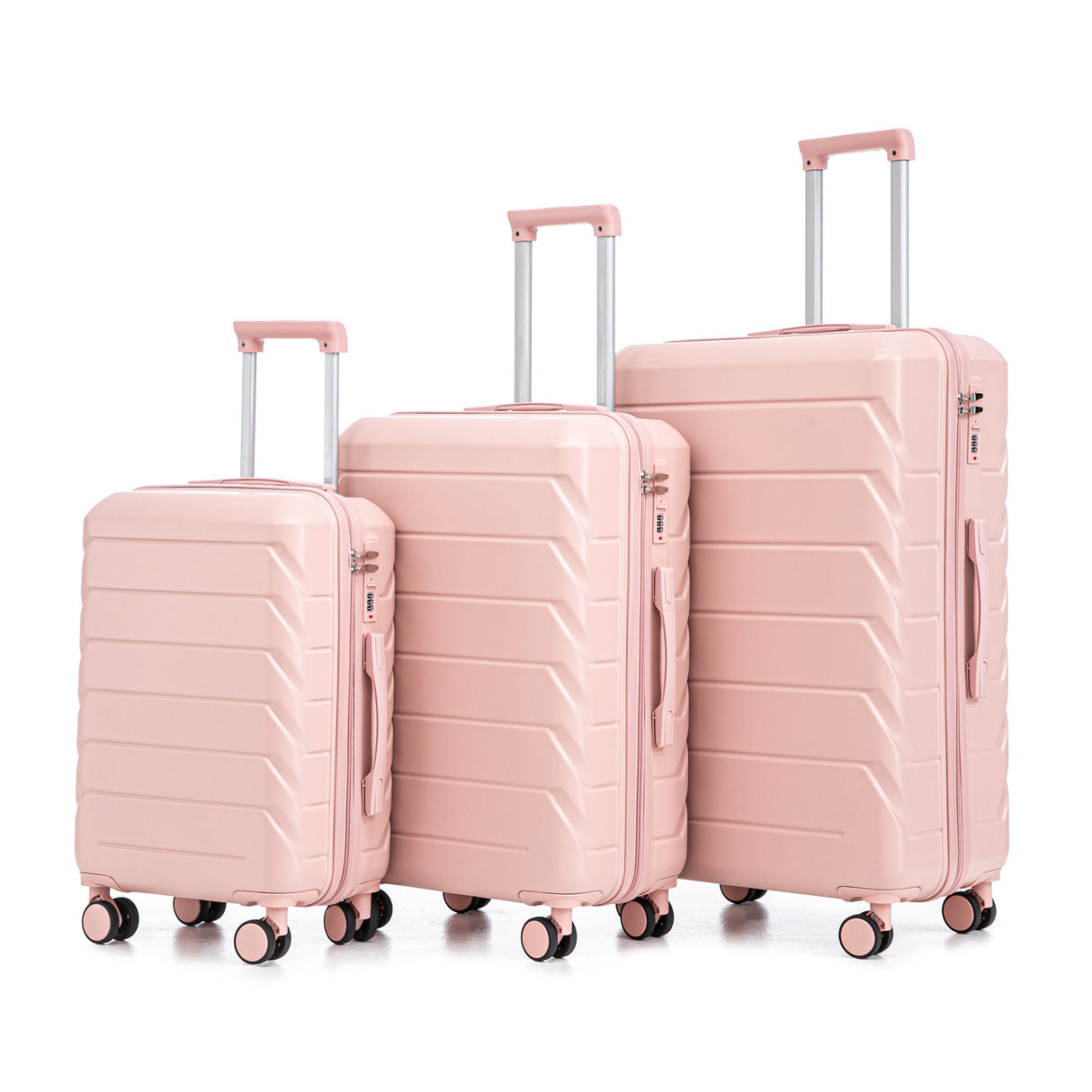 Set-3PCs-20'/24'/28'-ABS-Spinner-Wheel-Luggage-Pink-Luggage-Sets