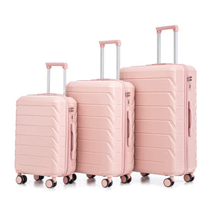 Set-3PCs-20'/24'/28'-ABS-Spinner-Wheel-Luggage-Pink-Luggage-Sets