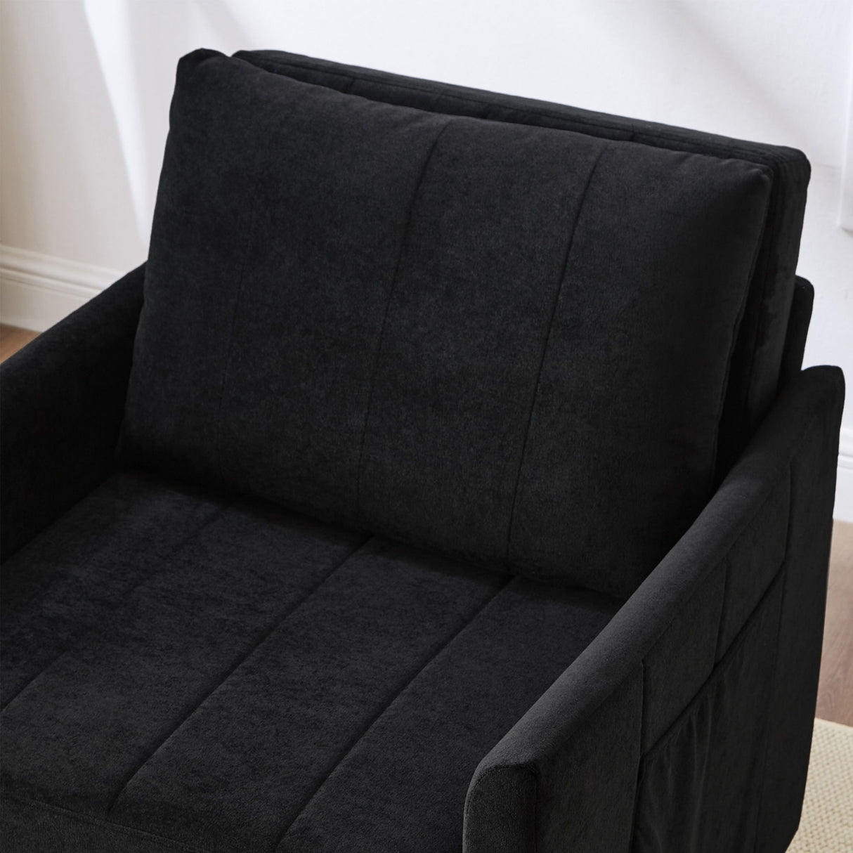 Upholstered Convertible Sleeper Sofa With 5 Position Backrest, Side Pockets, Storage