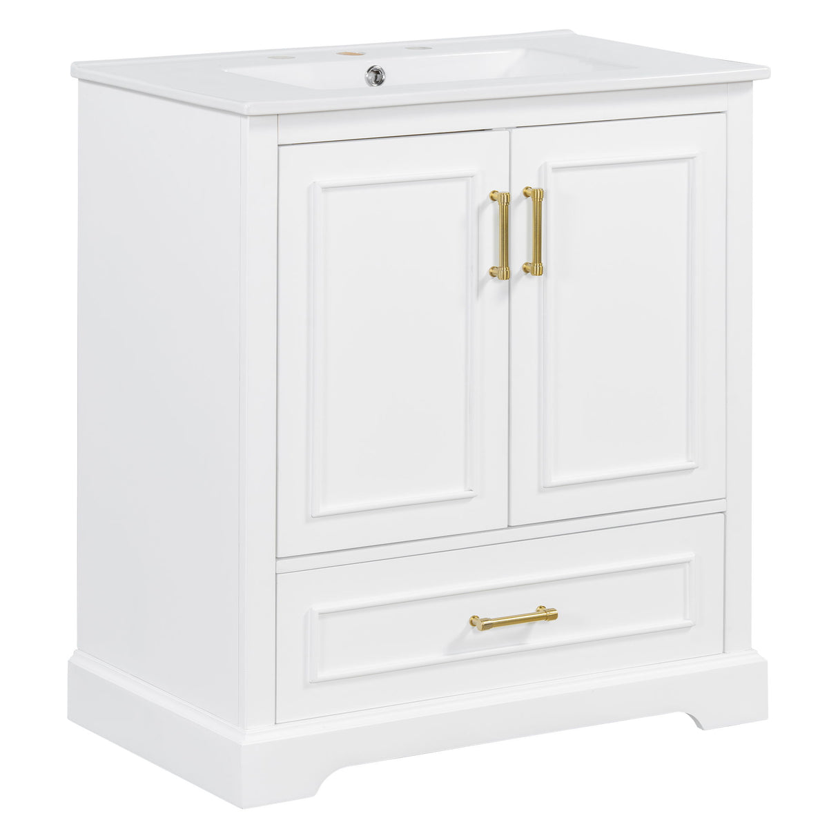 Bathroom Vanity With Sink, 1 Divided Drawer And 2 Soft Close Doors With Double Shelf
