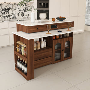 Extendable Kitchen Island with Rotating Table