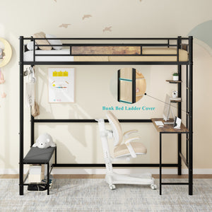 Twin Size Loft Bed Frame with Storage