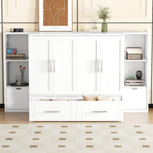 Murphy Bed With Shelves, Drawers And USB Ports