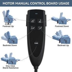 Blue Heat Massage Dual Motor Lift Recliner Chair