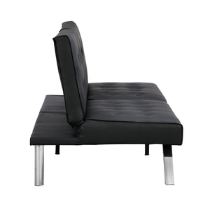 Contemporary Wood Frame Sofa Bed With Stainless Legs - Black