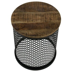 Drum Base Accent Table - Brown