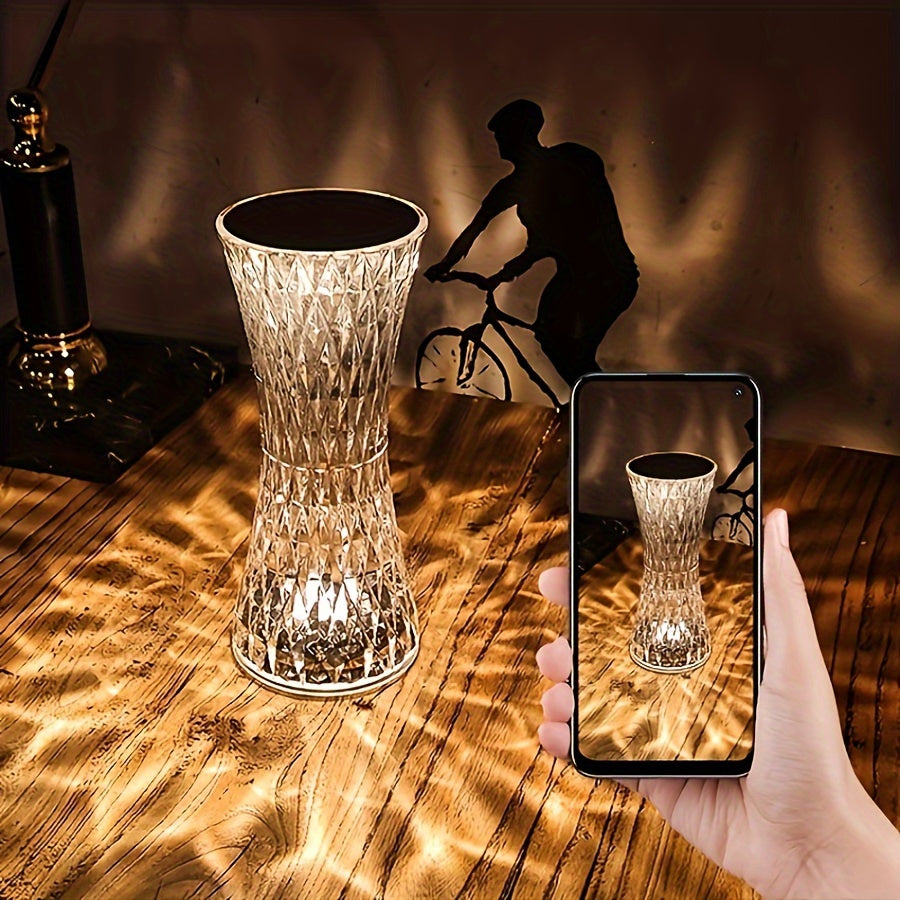 Touch Control Crystal Lamp – Rechargeable LED Night Light for Bedroom or Gifts