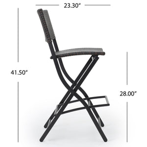 Outdoor Wicker Barstools Faux Rattan Patio Bar Stools - Set of 2