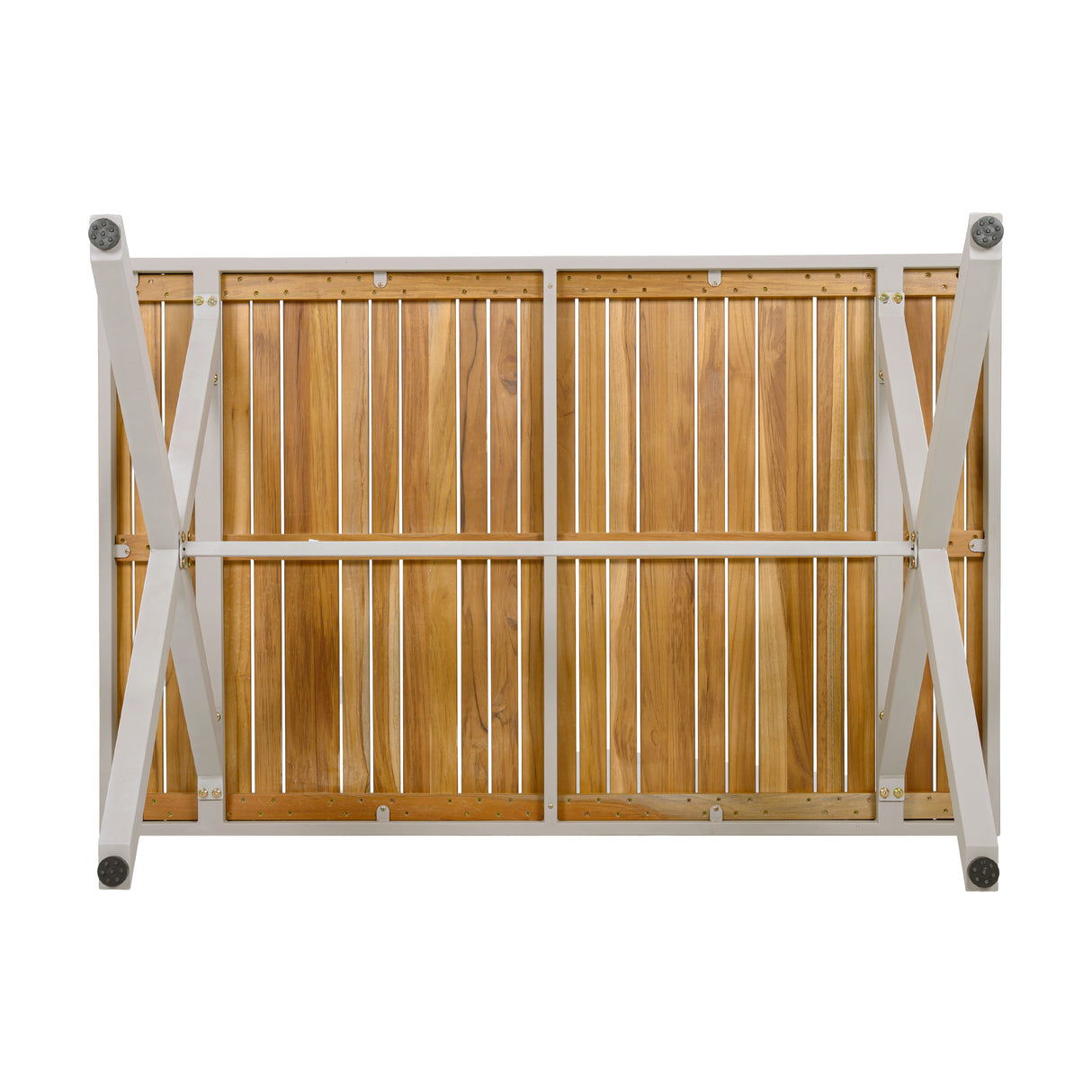 Teak Wood Top Outdoor Table with Steel Frame