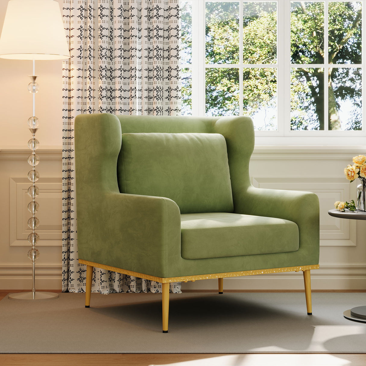 Elegant Curved Armrest Accent Armchair