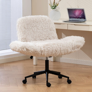 Swivel Chair With Adjustable Armrests And Wheels For Home Office - Beige