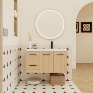 Wall Mounted Floating Bathroom Vanity With Sink, Door & Drawers Modular Cabinet
