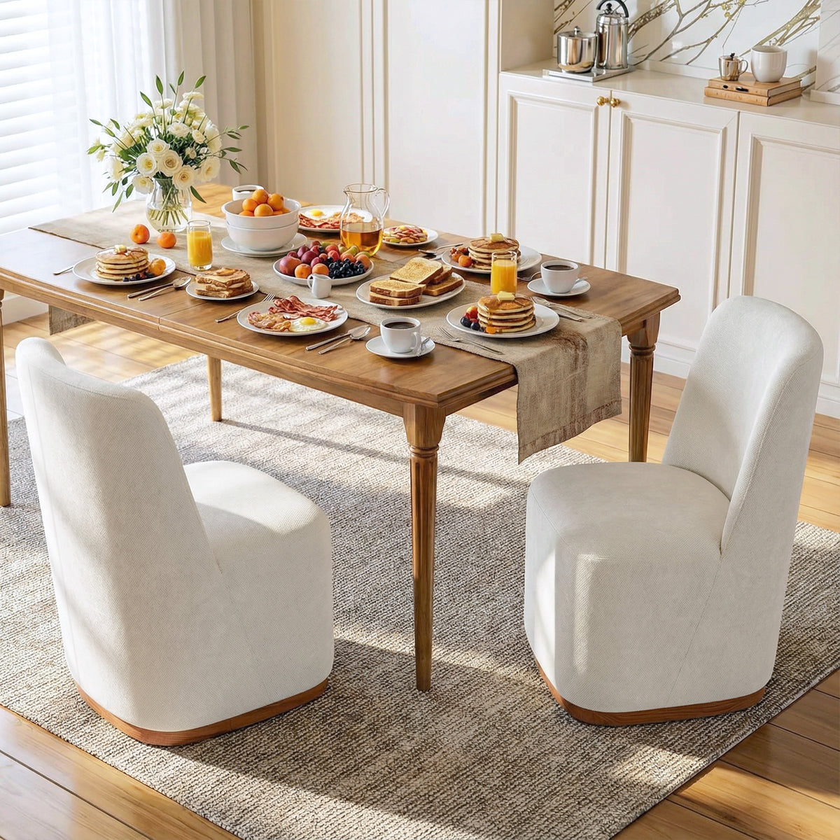 Indoor Dining Chair Set of 2, Modern Upholstered Fabric Chair