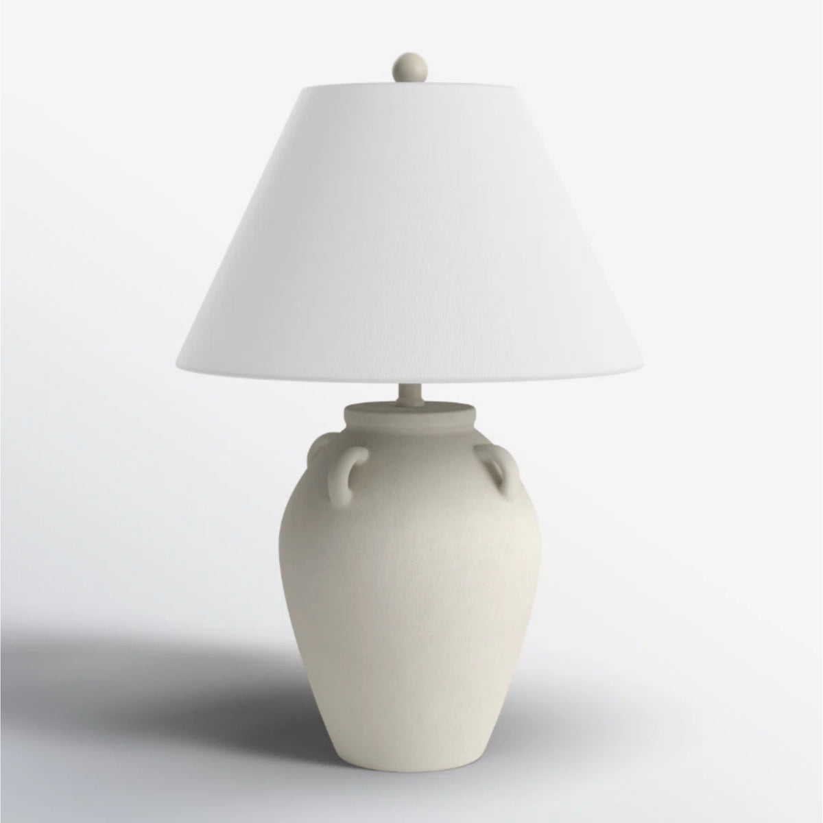 25-Inch Ceramic Table Lamp, Beige Rustic Farmhouse Style