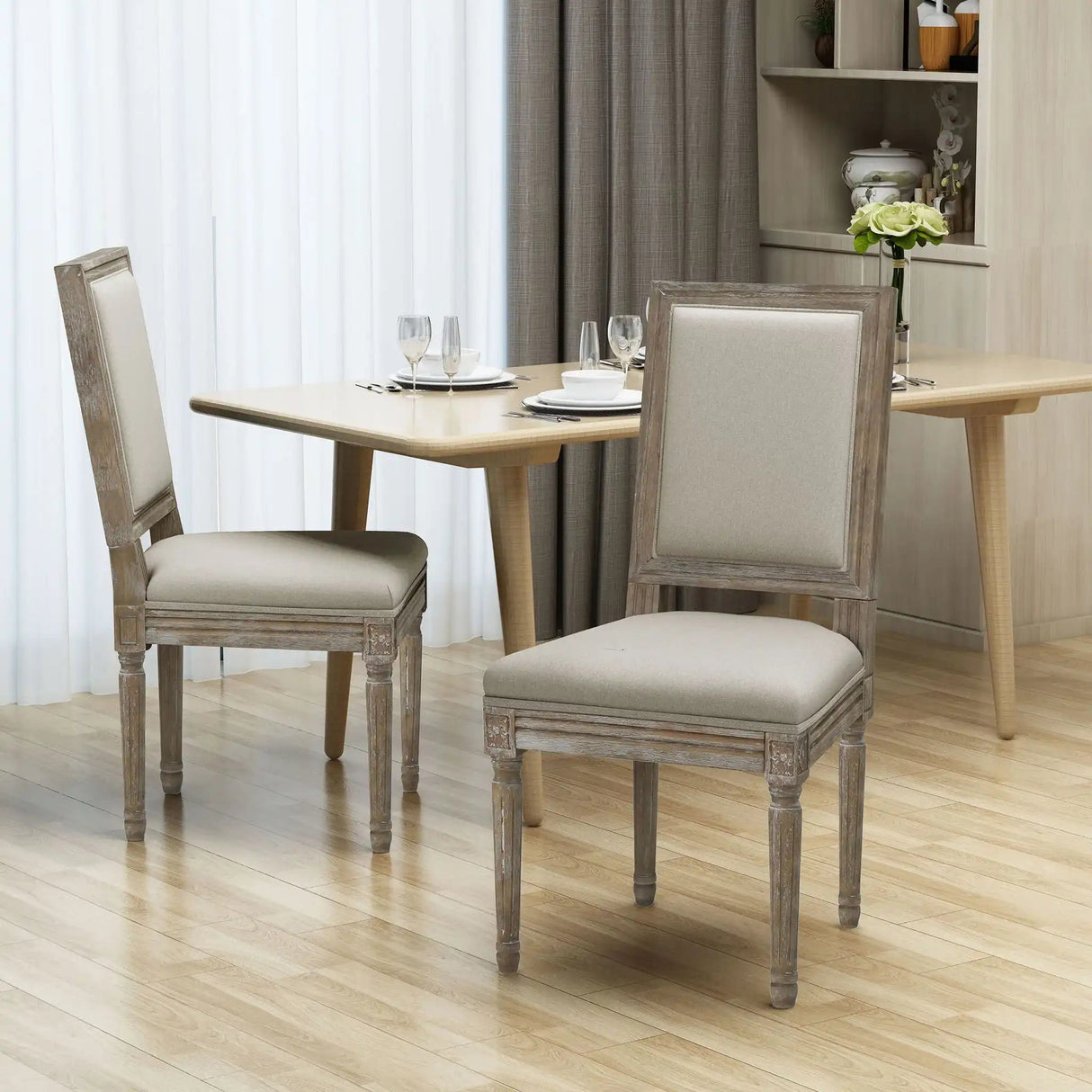 Traditional Style Dining Chair Set With Fabric Upholstery - Best Buy Furniture