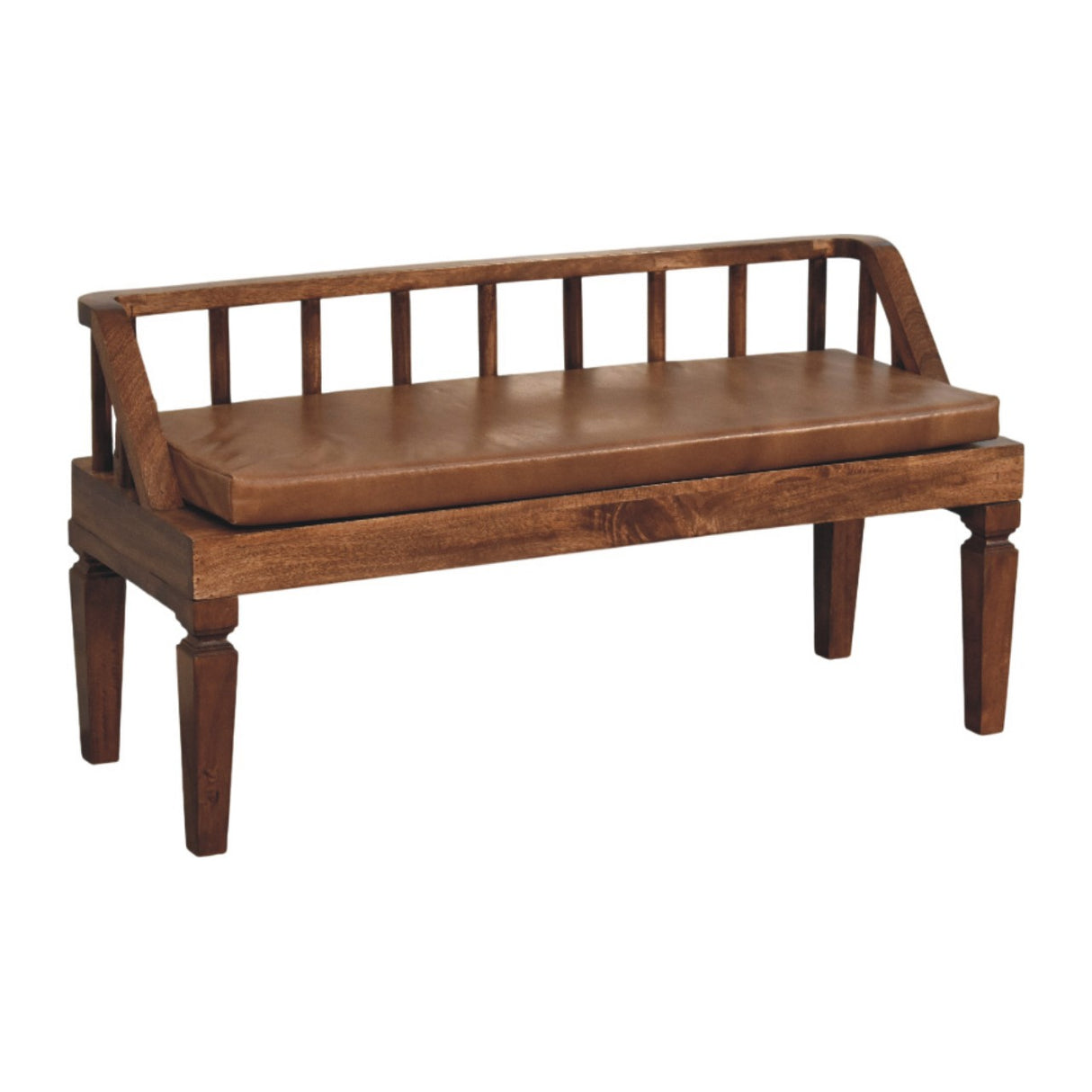 Artisan Furniture Solid Wood Bordeaux Leather Bench