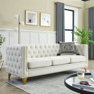 Upholstered Couch Sofa With Button Tufting For Living Room