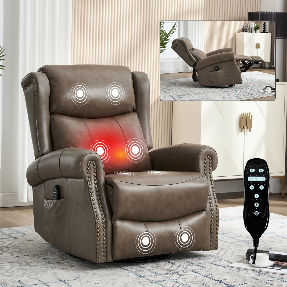 Heat Massage Manual Recliner Chair