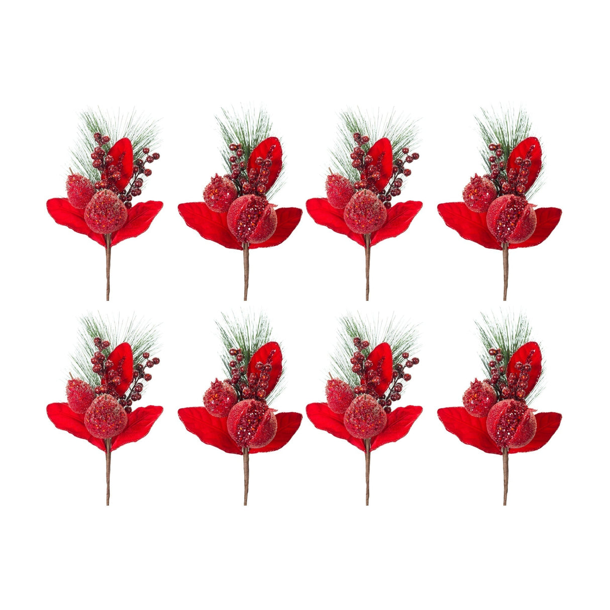 Beaded-Pomegranate-and-Pear-Pine-Pick-(Set-of-8)-Christmas-Decor