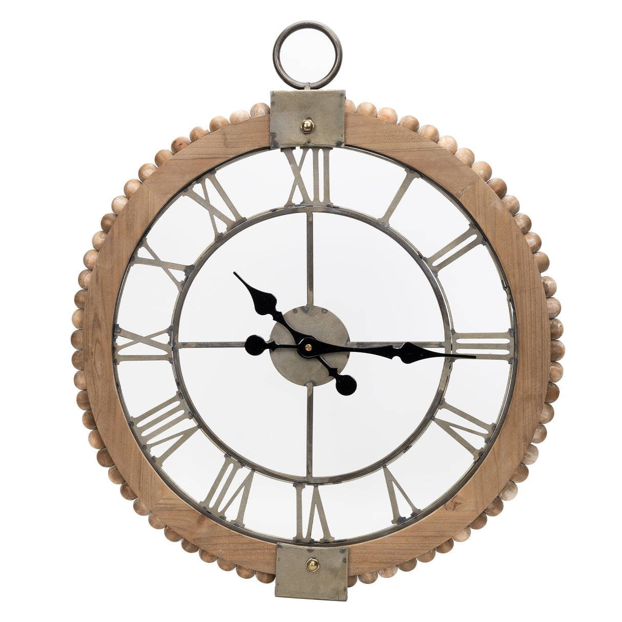Beaded Wood Wall Clock with Metal Face 30"H - Tuesday Morning - Clocks