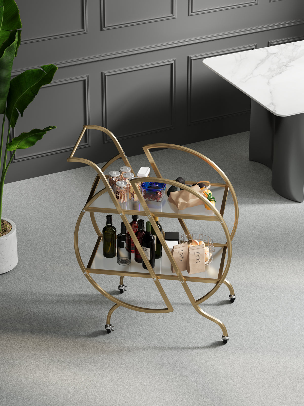 Gold Bar Carts for The Home Bar Serving Cart