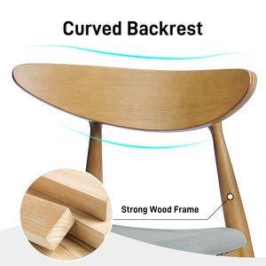 Set of 2 Retro Rubberwood Chairs with Ergonomic Back & Plush Cushions