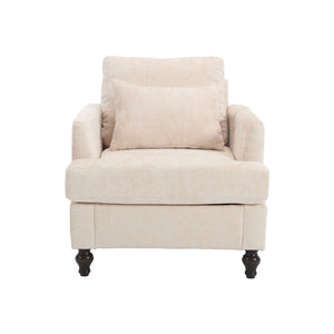 Modern Mid Century Wood Frame Armchair With Tufted Design