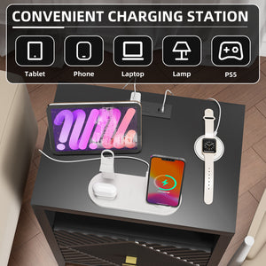 Modern Nightstand with Charger Station and USB Port