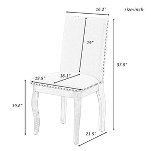 TREXM Set of 2 Dining Chairs - Wood Upholstered with Nailhead