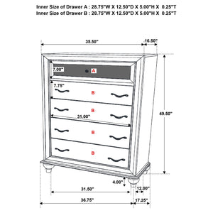 Randall - 5 Drawer Chest - White